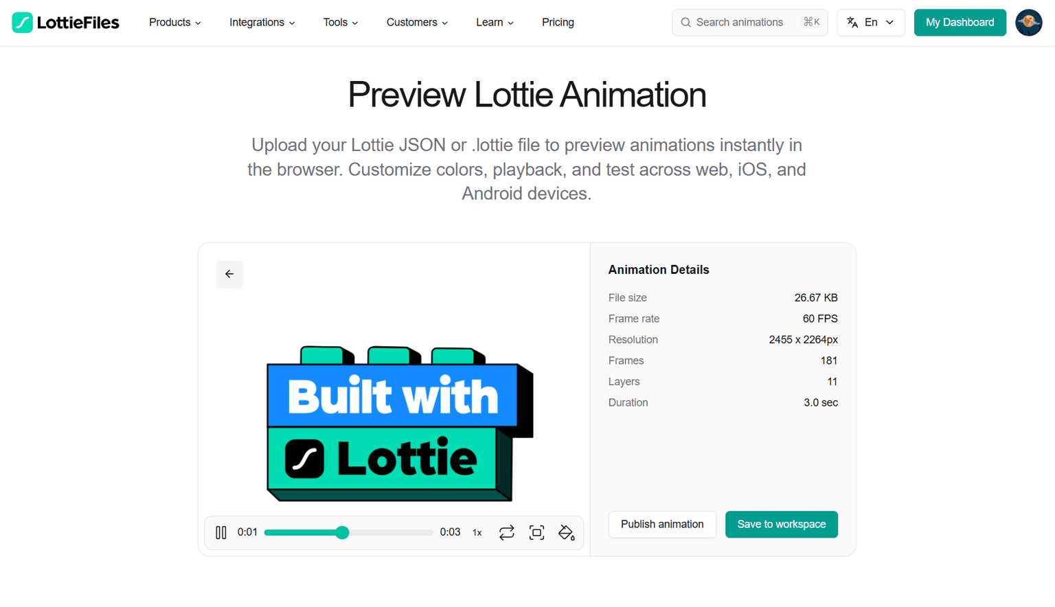 Importing Lottie JSON to LottieFiles