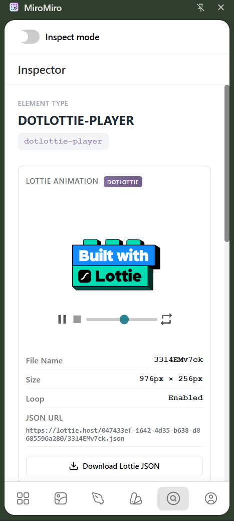 Previewing Lottie animation in MiroMiro