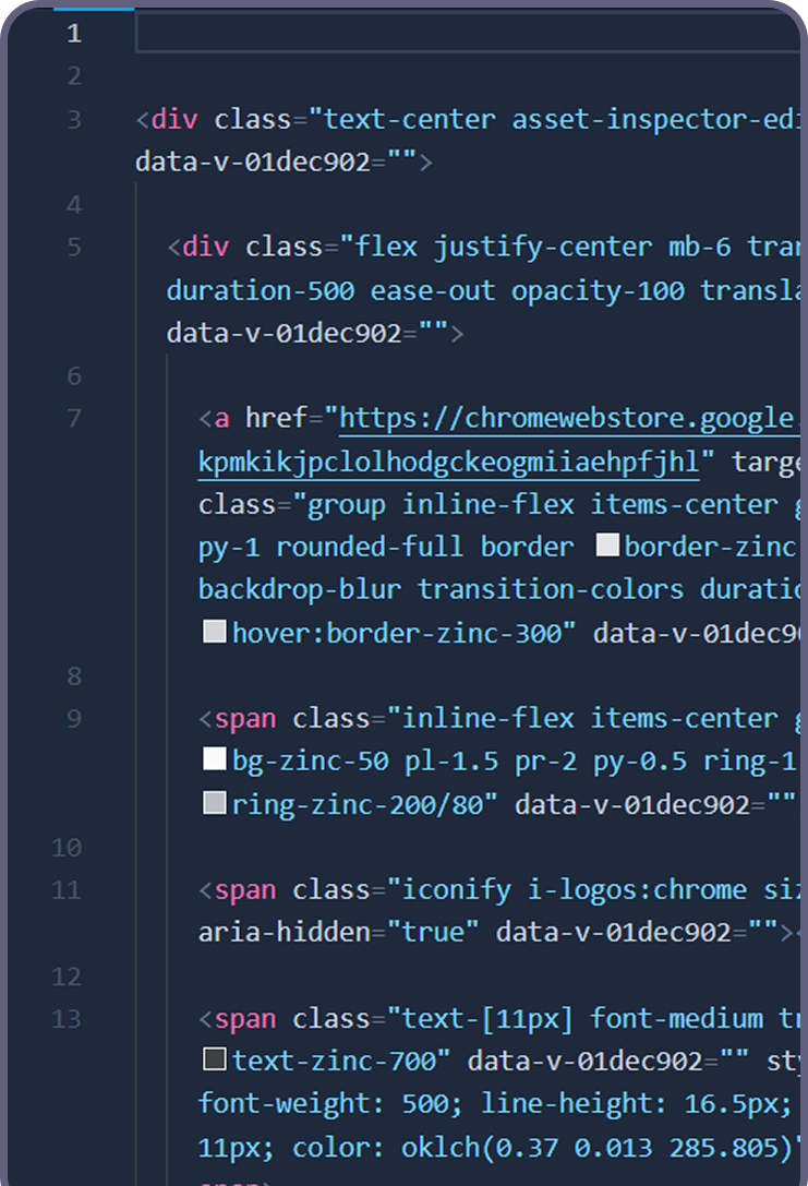 Website section exported to clean code